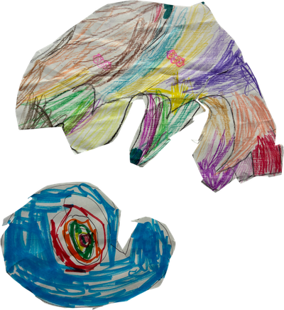abstract colored paper cutouts