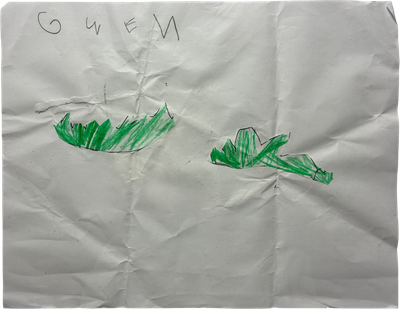 green paper scraps