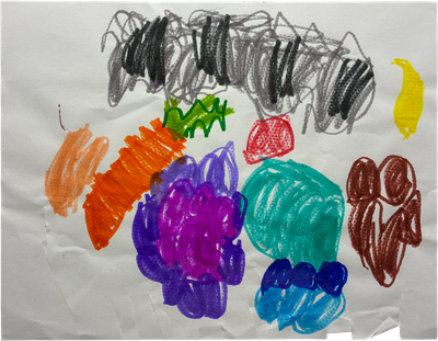 colorful fruits marker drawing