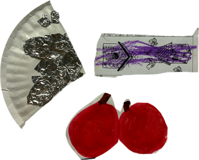 various cutout art scraps