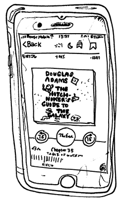 Drawing of “The Hitchhiker's Guide to the Galaxy”