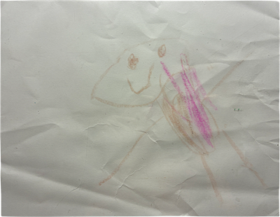 pale stick figure crayon drawing