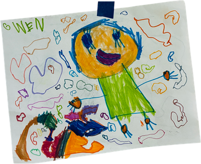 delightful person with clouds marker drawing