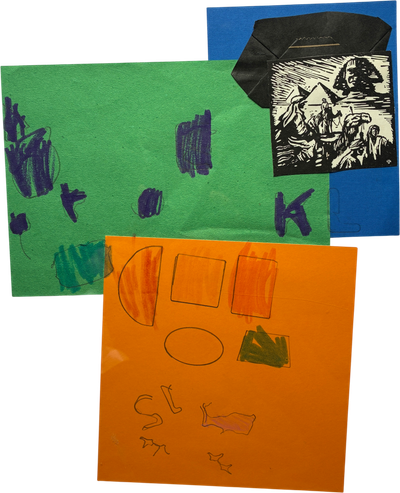 different color paper collage