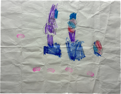 abstract marker art with stamps