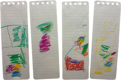 various paper scribbles drawings