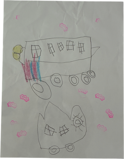 train and bus drawing