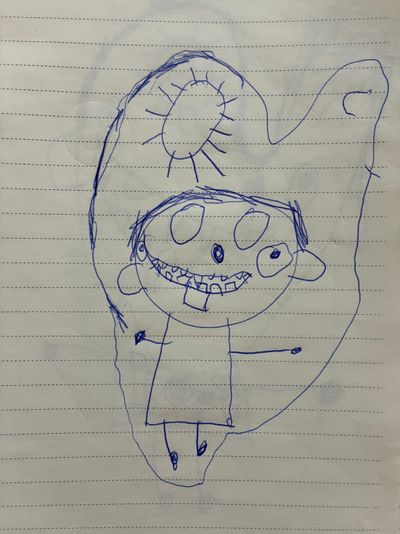 weird person in heart drawing