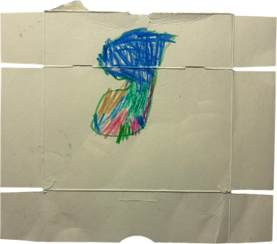 abstract color blob drawing on packaging