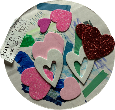 earth day stickers and cardboard