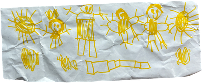 yellow people and suns drawing