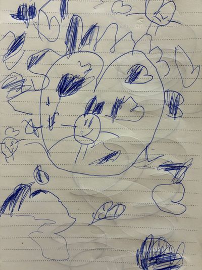 hearts and faces in the sky drawing