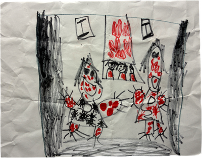 drawing people with red spots
